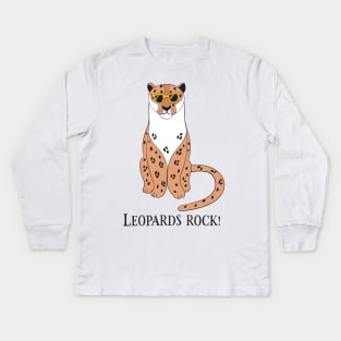 Leopards Rock, Funny Cute Leopard Love Kids Long Sleeve T-Shirt